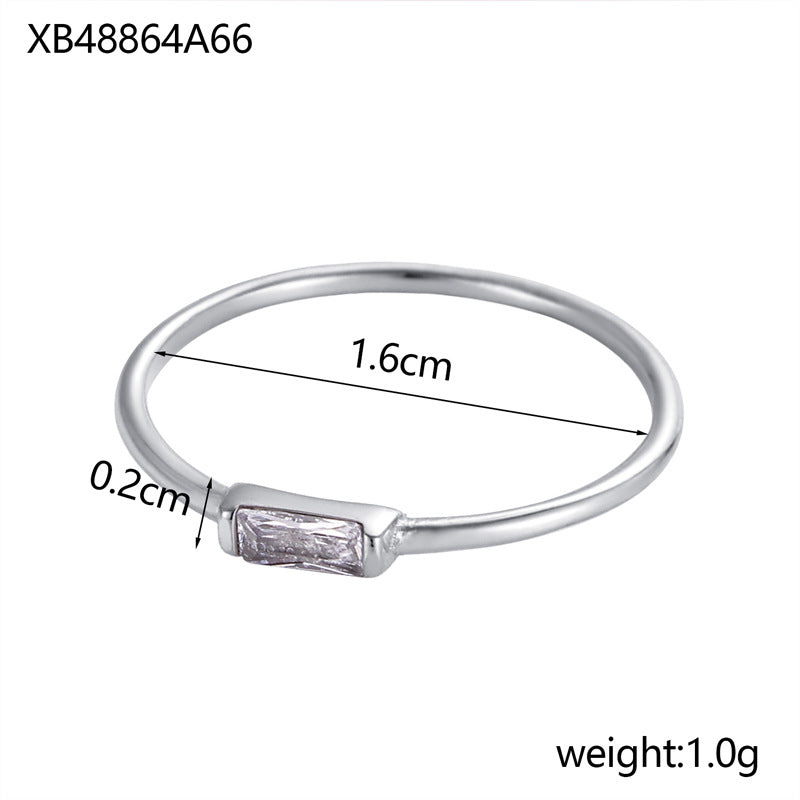 Birthstone Ring With Cubic Zirconia In Stainless Steel