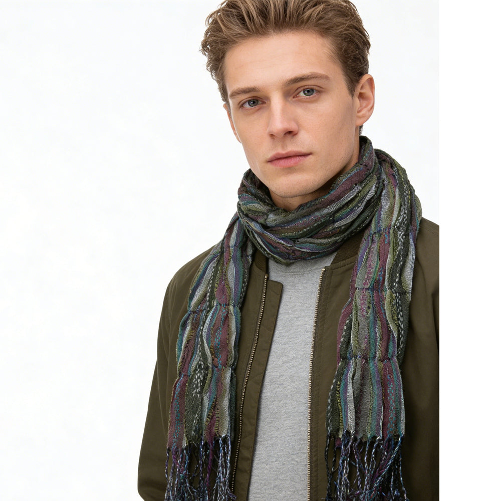 2pcs  Army Green Jacquard TextureTextured Utility Scarf ,vacation,daily Life,evening Party,Office Appropriate Subtlety For Women Men